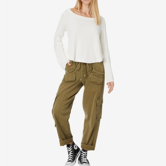 NWT We The Free Swinging Cable Cuff Ivory Textured Top Sz Large - Picture 4 of 8